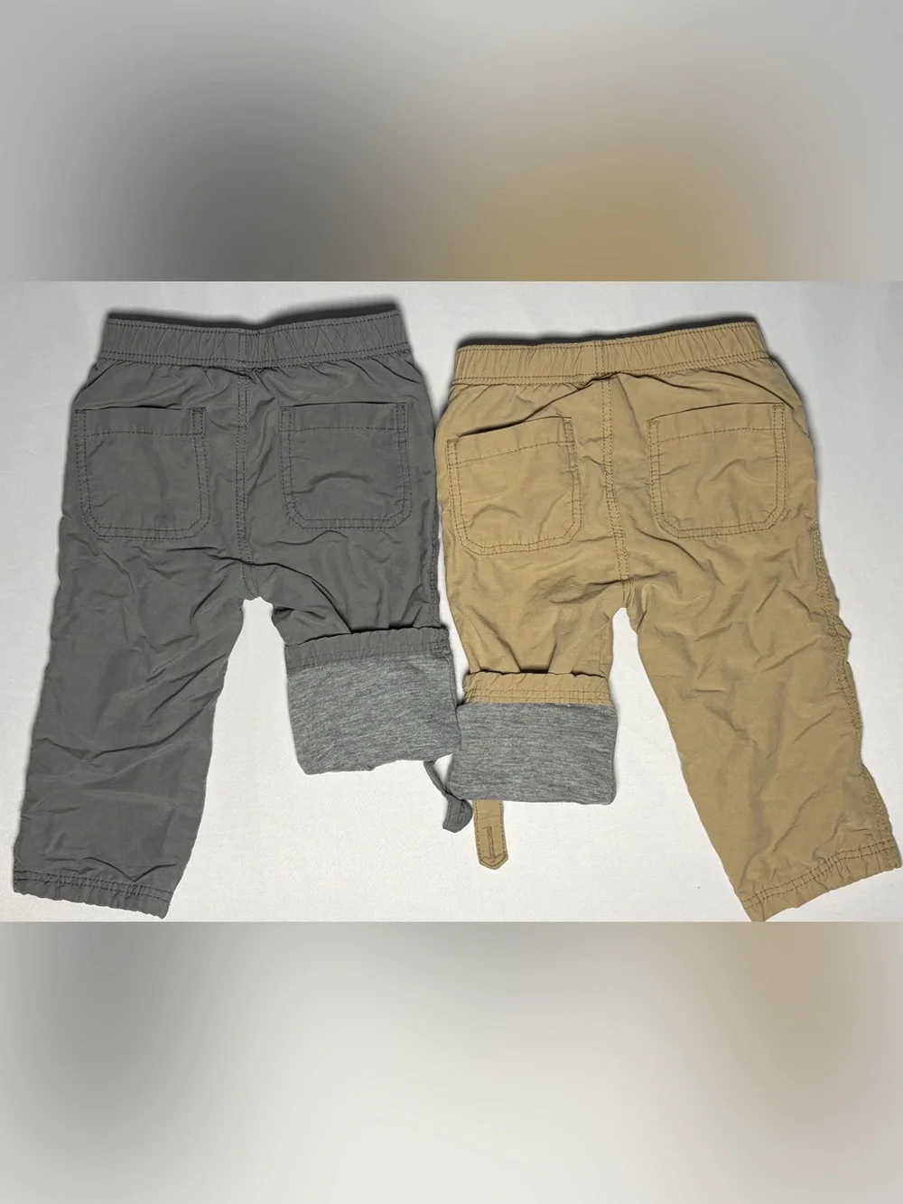 Old Navy Lined Pants Set of 2 Baby Boy 12-18mo Khaki Gray Excellent